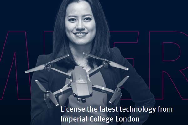 "License the latest technology from Imperial College London" with person and drone device